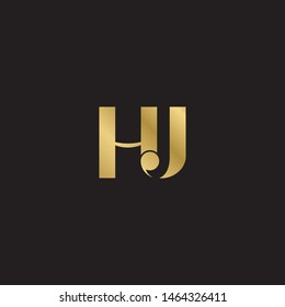 Initial letter hj h j  uppercase modern logo design template elements. Gold letter Isolated on black  background. Suitable for business, consulting group company.