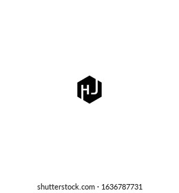 Initial letter HJ hexagon monogram cool modern logo