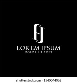 Initial letter HJ or JH logo template with custom classic serif type font symbol in flat design monogram illustration