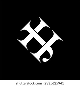 Initial letter HJ or JH logo template with vintage simple cut illustration in flat design monogram symbol
