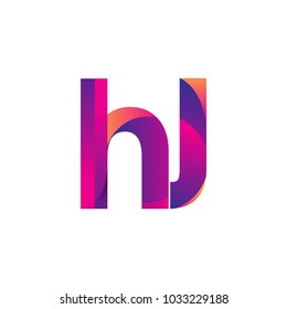Initial Letter HJ Logo Lowercase, magenta and orange, Modern and Simple Logo Design.