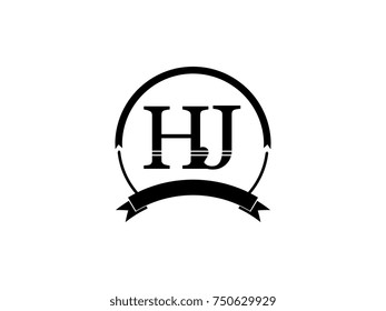 initial letter HJ logo monogram retro black