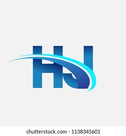 initial letter HJ logotype company name colored blue and swoosh design. vector logo for business and company identity.