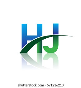 initial letter HJ logotype company name colored blue and green swoosh design. vector logo for business and company identity.
