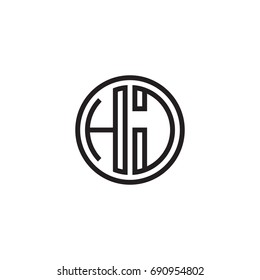Initial letter HJ, minimalist line art monogram circle logo, black color