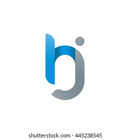 initial letter hj modern linked circle round lowercase logo blue gray