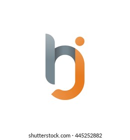 initial letter hj modern linked circle round lowercase logo orange gray
