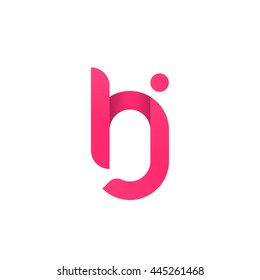 initial letter hj modern linked circle round lowercase logo pink
