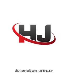 initial letter HJ swoosh ring company logo red black