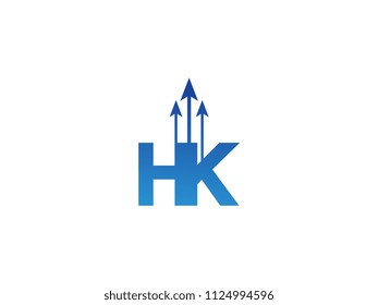 Initial Letter HK Arrow Chart Finance Business