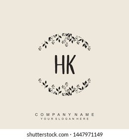 Initial letter HK beautiful handwriting logo vector template