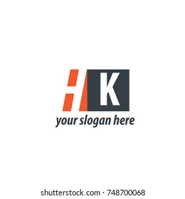 Initial Letter HK Design Logo With Square