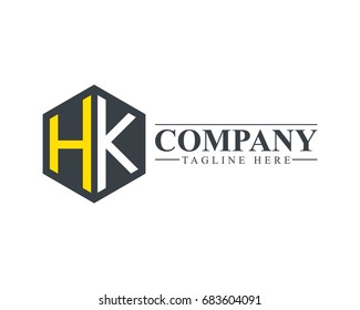 Initial Letter HK Hexagonal Design Logo