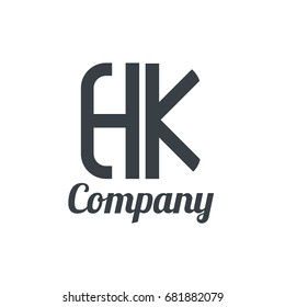 Initial Letter HK Linked Box Design Logo