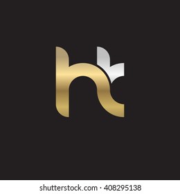 initial letter hk linked circle lowercase logo gold silver black background