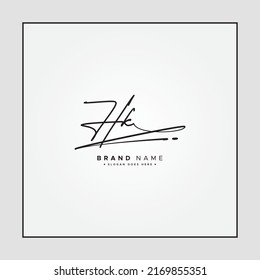 Initial Letter HK Logo - Hand Drawn Signature Logo