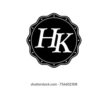 Initial letter HK monogram logo black seal stamp lace