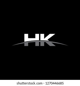 Initial letter HK overlapping movement swoosh horizon logo vector for logo company isolated in black background