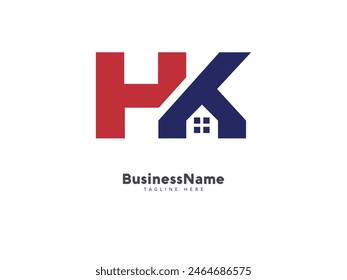 Initial letter hk real estate logo design vector icon