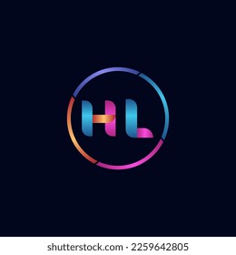 Initial letter HL curve rounded logo, gradient vibrant colorful glossy colors