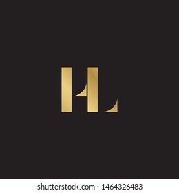 Initial letter hl h l  uppercase modern logo design template elements. Gold letter Isolated on black  background. Suitable for business, consulting group company.