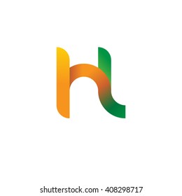 initial letter hl linked circle lowercase logo orange green