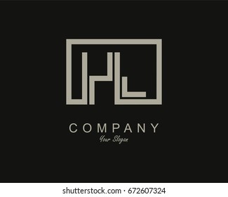 Initial Letter HL Linked Logo With Box