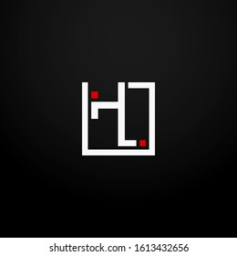 Initial letter HL linked square logo white and red color. Corporate identity design template element. Industry, finance, bank logotype. Square group, technology interaction, network integrate concept.