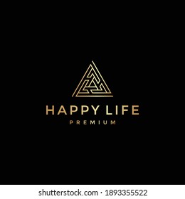 Initial letter hl logo with triangle gold Premium Vector