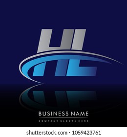 initial letter HL logotype company name colored blue and grey swoosh design. vector logo for business and company identity.