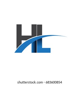 initial letter HL logotype company name colored blue and grey swoosh design. vector logo for business and company identity.
