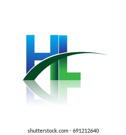 initial letter HL logotype company name colored blue and green swoosh design. vector logo for business and company identity.
