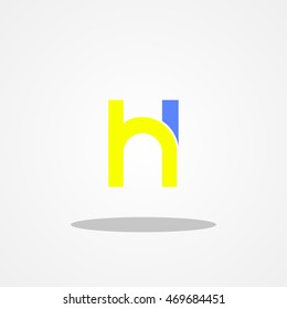 Initial letter HL lowercase logo design template yellow blue