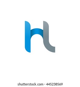 initial letter hl modern linked circle round lowercase logo blue gray