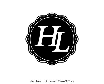 Initial letter HL monogram logo black seal stamp lace