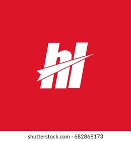 initial letter hl white logo in red background