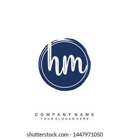 Initial letter HM beautiful handwriting logo vector template