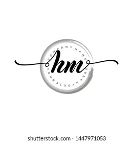 Initial letter HM beautiful handwriting logo vector template