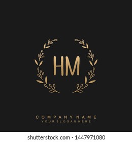 Initial letter HM beautiful handwriting logo vector template