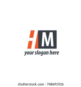 Initial Letter HM Design Logo With Square