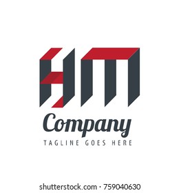 Initial Letter HM Design Logo With Square
