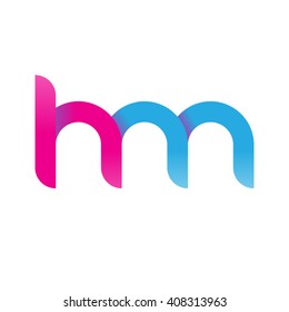 initial letter hm linked circle lowercase logo pink blue purple