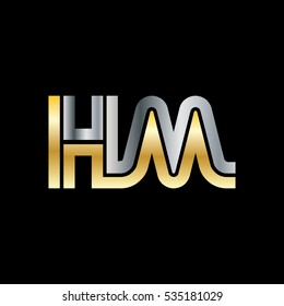 Initial Letter HM Linked Design Logo Gold Silver