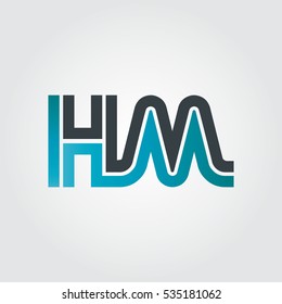 Initial Letter HM Linked Design Logo Blue Black