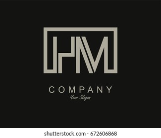 Initial Letter HM Linked Logo With Box