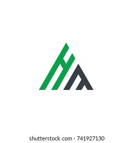 Initial Letter HM Linked Triangle Design Logo