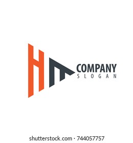 Initial Letter HM Linked Triangle Design Logo