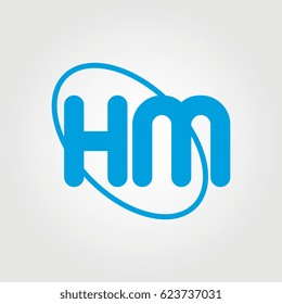 initial letter hm logo blue on white background