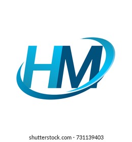 initial letter HM logotype company name colored blue swoosh design concept. vector logo for business and company identity.