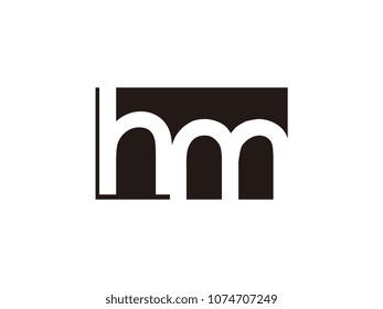 Initial letter hm lowercase logo black and white